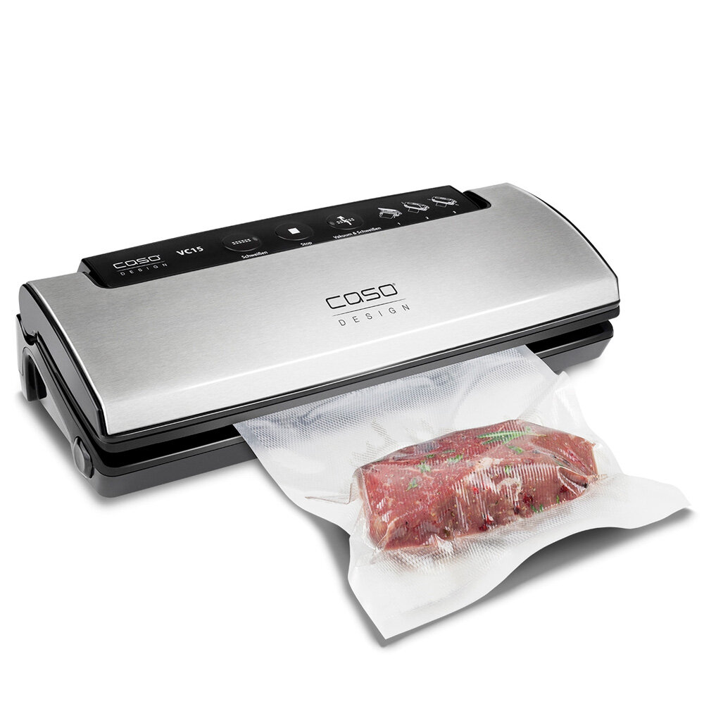 Вакуумный упаковщик Caso VC 15, серебристый, электронный, мощность 110Вт