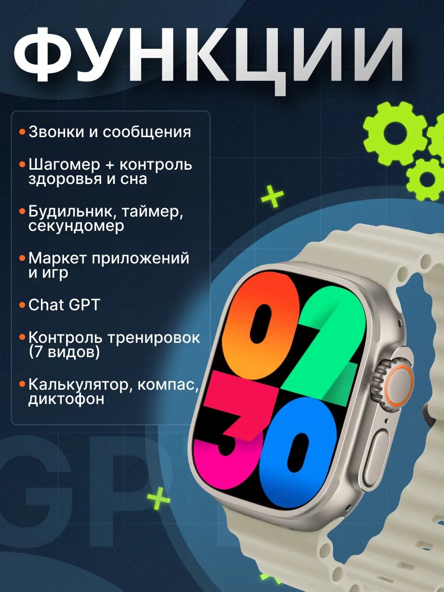 Смарт часы HK10 Ultra 3-WF 49mm c WiFi для iPhone и Android, Серые — фото 1