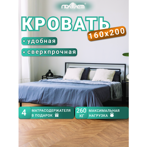 Кровать 120*200 см двуспальная металлическая лофт Агата Поллет белая