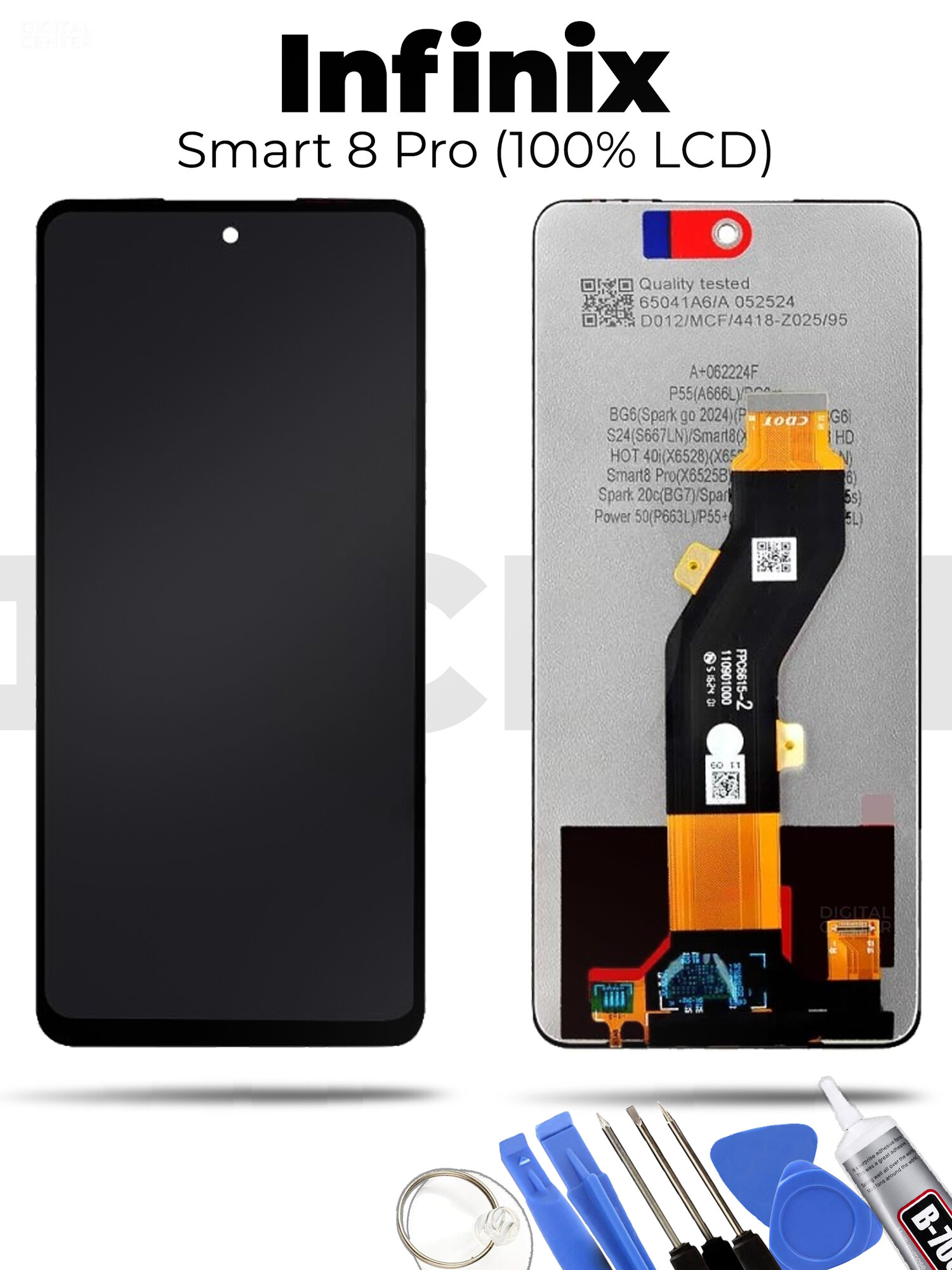 Дисплей для Infinix Smart 8 Pro (X6525B) в сборе с тачскрином Черный - OR