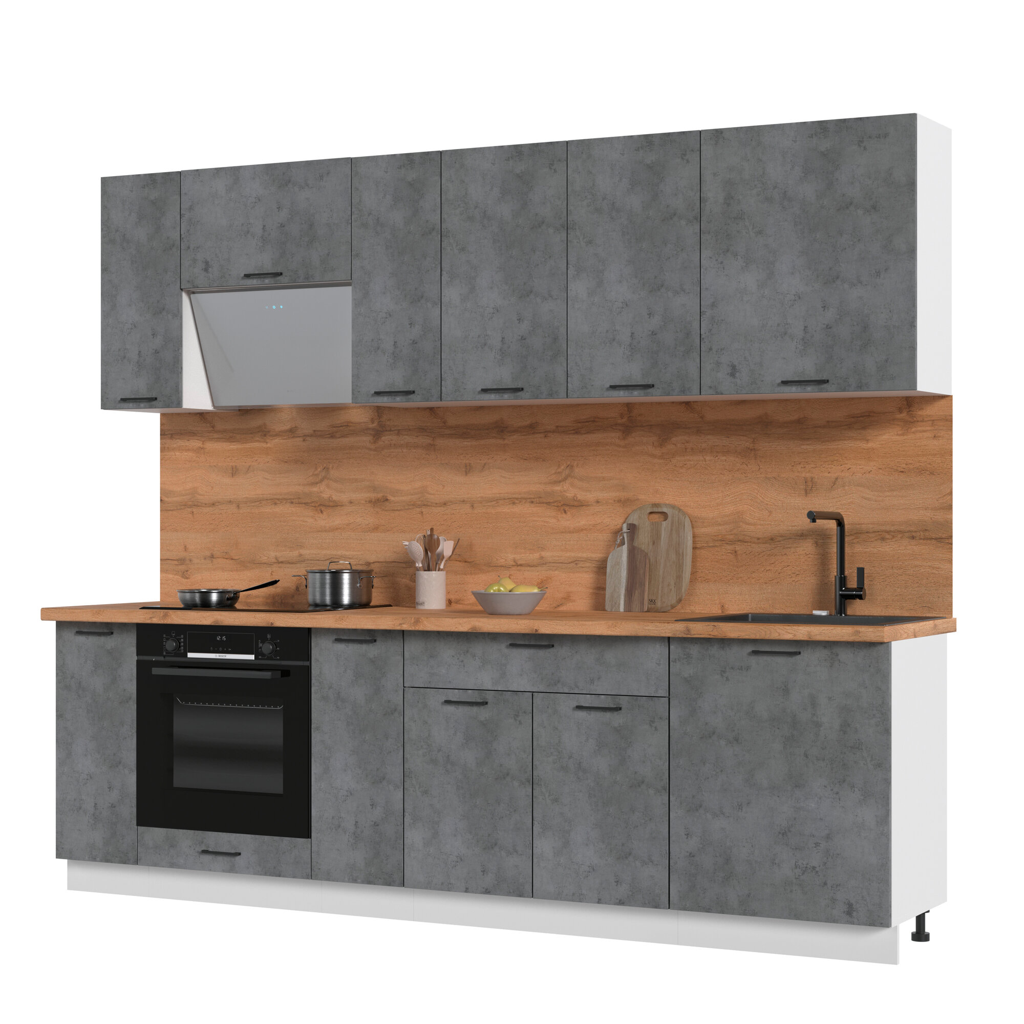 Кухонный гарнитур столешница Вотан 26мм Кухня Венера 260см Белый/Бетон