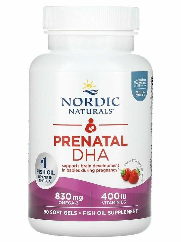 Изображение Пренатальная ДГК, Омега-3, 90 капсул, Nordic Naturals США, клубничный вкус