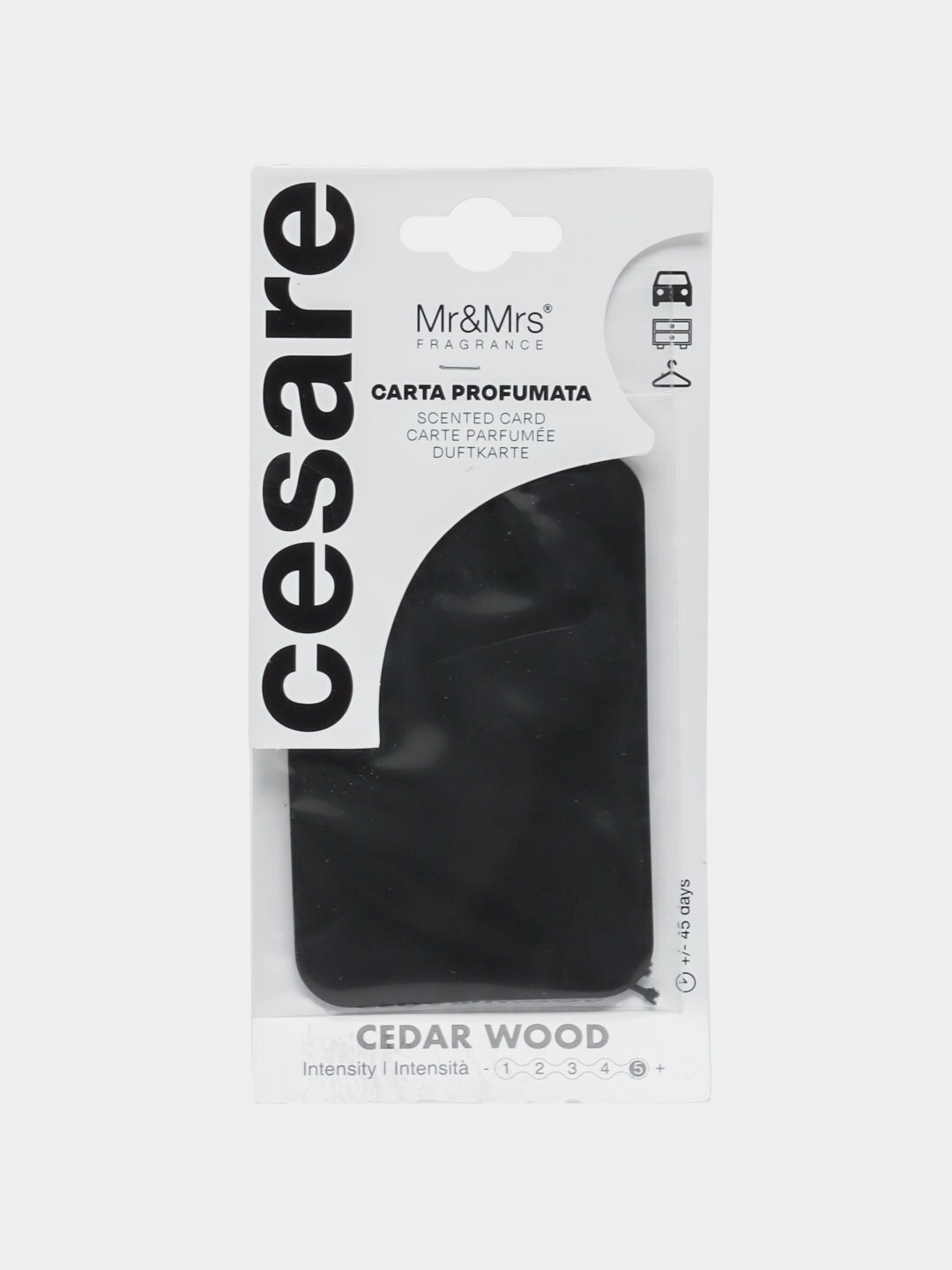 Ароматизатор для авто Mr&Mrs Fragrance "Cesare Card", пластик, антитабак, черный