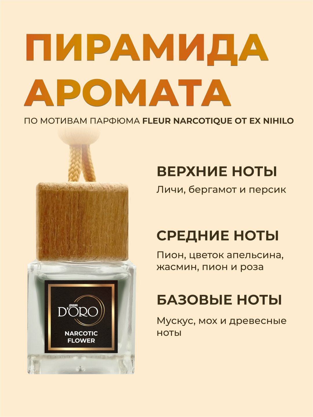 GAMMA D'ORO, Ароматизатор для автомобиля и дома Narcotic Flower, 10 мл — фото 1