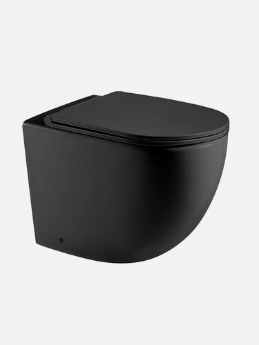 Изображение товара Напольный (приставной) унитаз WeltWasser MERZBACH 002 MT-BL (36х57х41), черный матовый, безободковый, микролифт