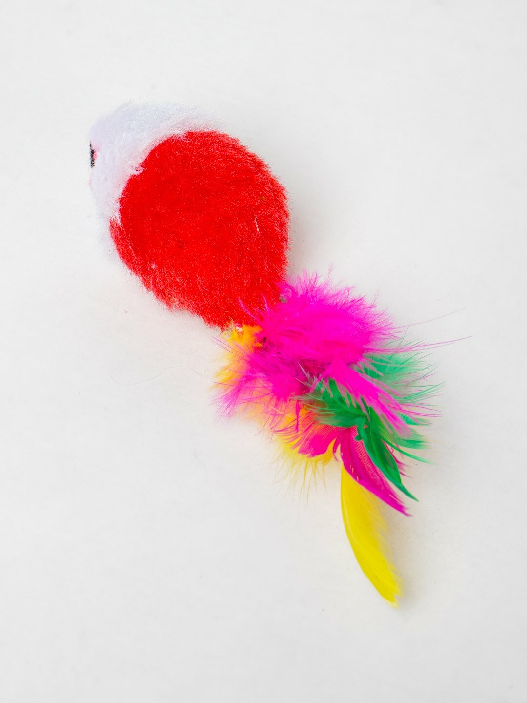 Игрушка мышка с перьевым хвостиком для кошек красный, У006-CN-166 — фото 1