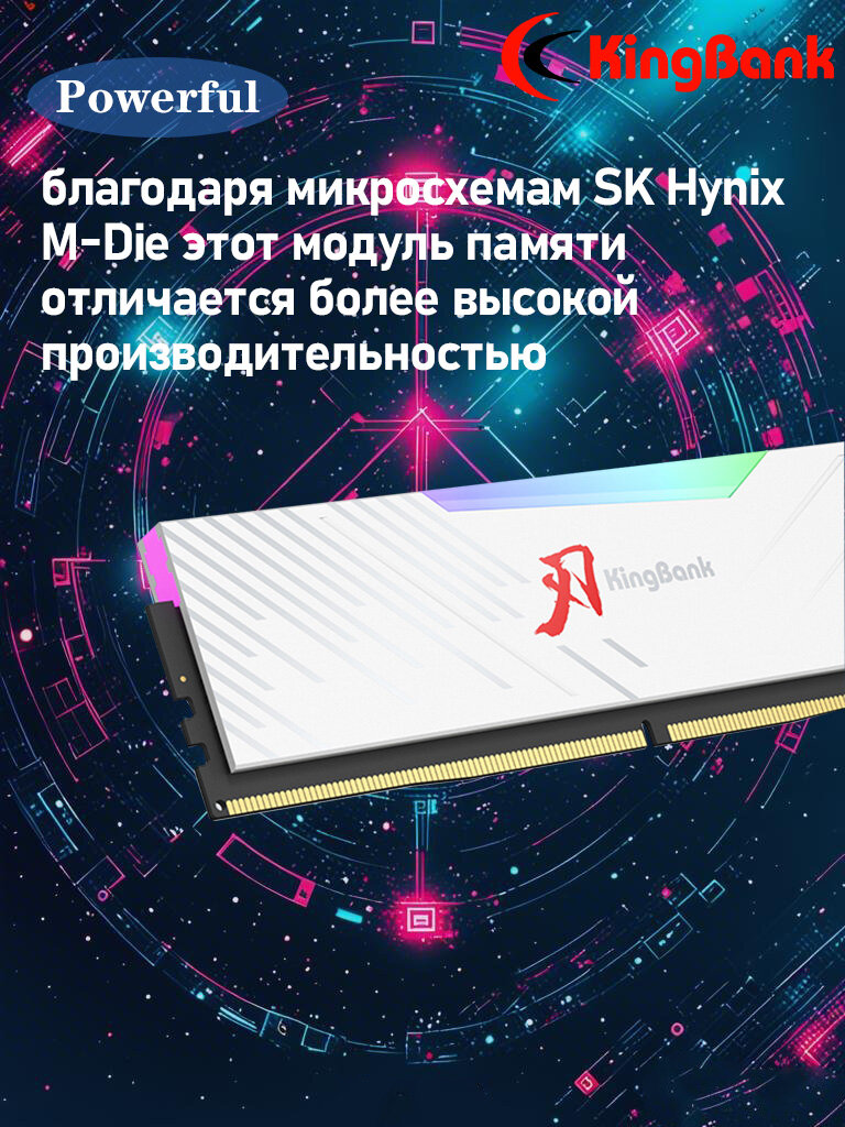 Kingbank Оперативная память RGB DDR5 6400MHz 2*48GB White Heatsink (Hynix M-die C32) — фото 1