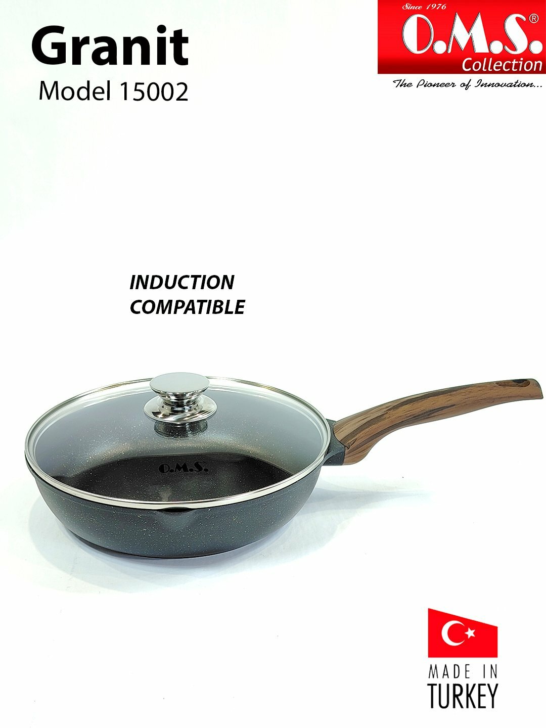 Гранитная сковорода, не липкая, антипригарная O. M. S, Золотой