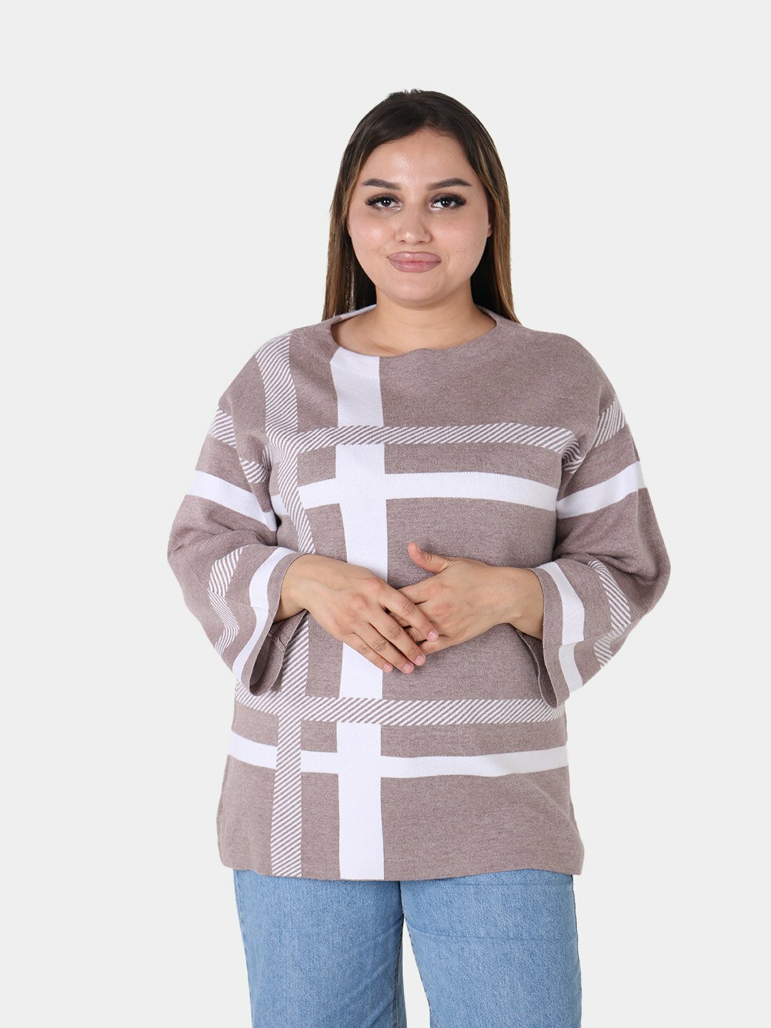 Свитер размер One Size, , бежевый меланж — фото 1