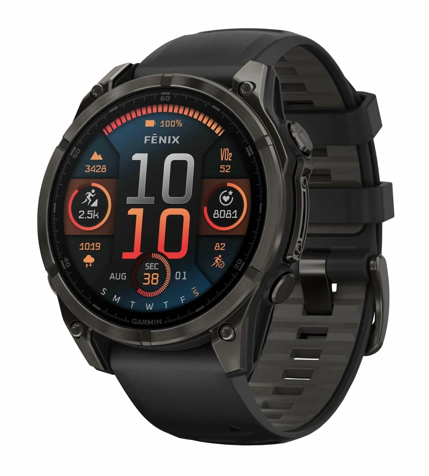 Умные часы Garmin Fenix 8, 47мм, AMOLED Sapphire Carbon Gray DLC Titanium with Black/Pebble Gray Silicone Band