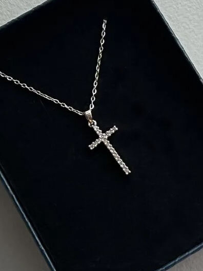 Колье кристалл длина 20 см серебристый металлик