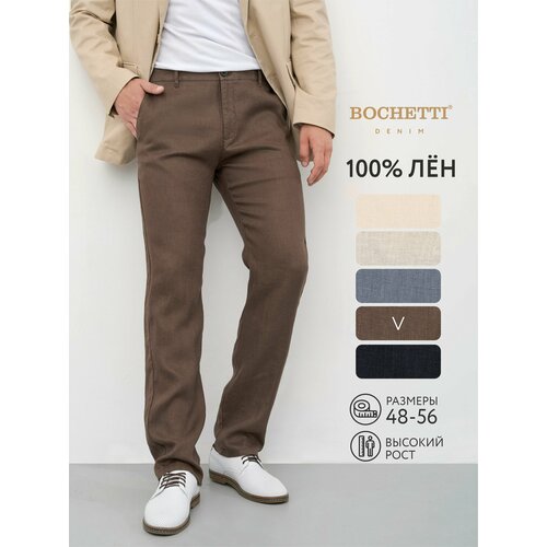 фото Брюки bochetti лен, размер 38/33, коричневый