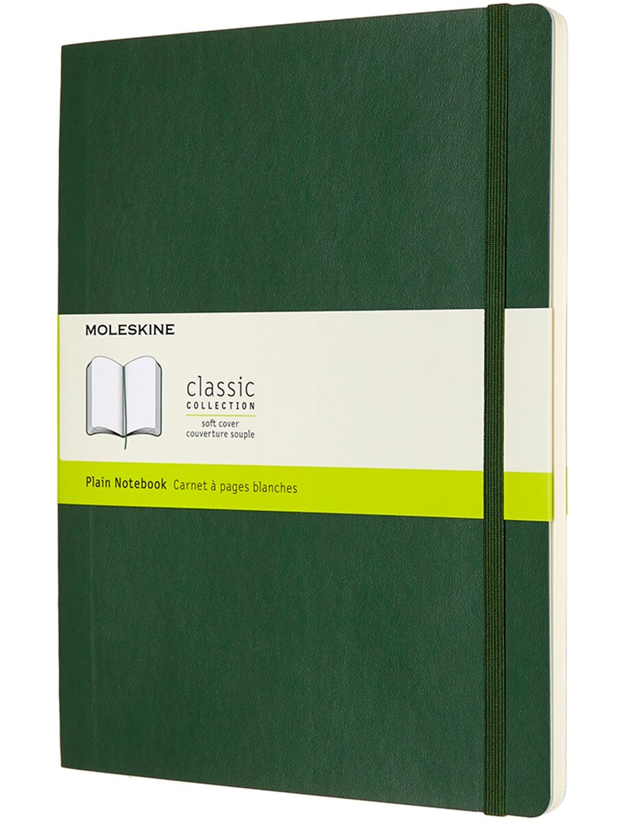 Блокнот без разметки Moleskine CLASSIC SOFT (QP623K15) 19х25см 192стр. мягкая обложка, зеленый