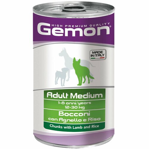 Влажный корм Gemon для взрослых собак средних пород, 1250 г*4 шт