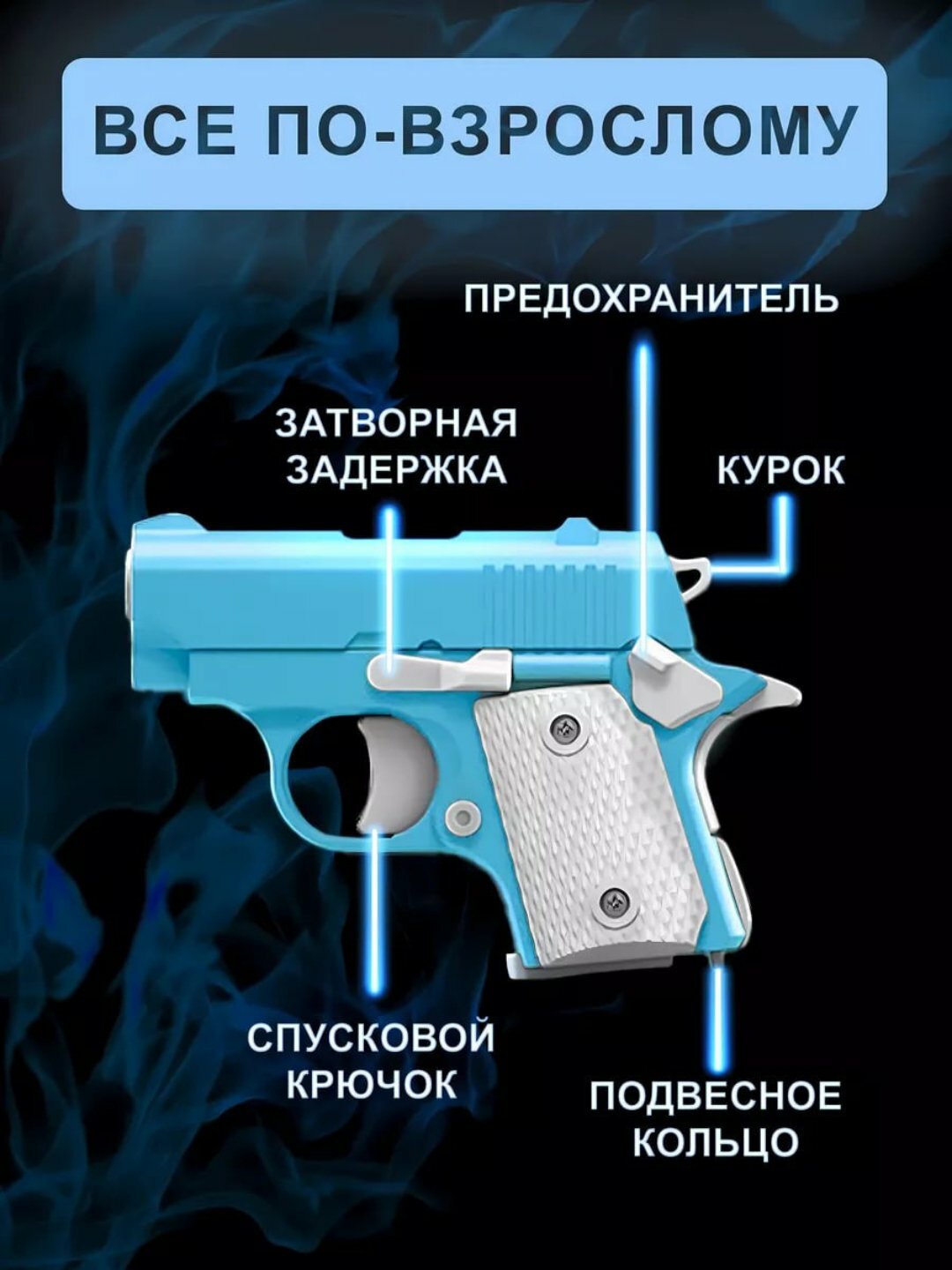 Игрушечный антистресс пистолет M1911, Мини-модель 3D с реалистичным дизайном — фото 1