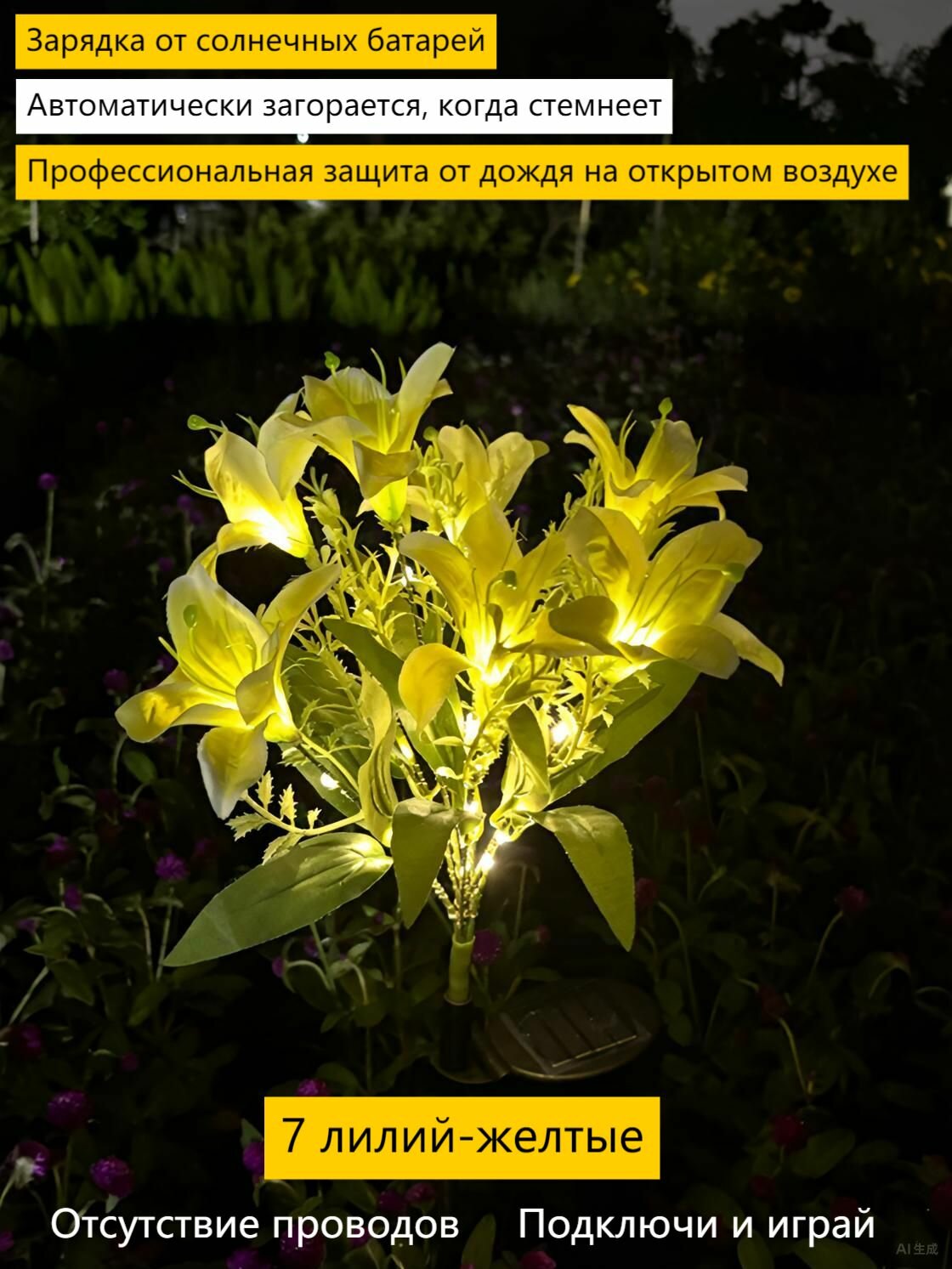 Солнечные светильники LED7 lily для газонов и ландшафтного дизайна