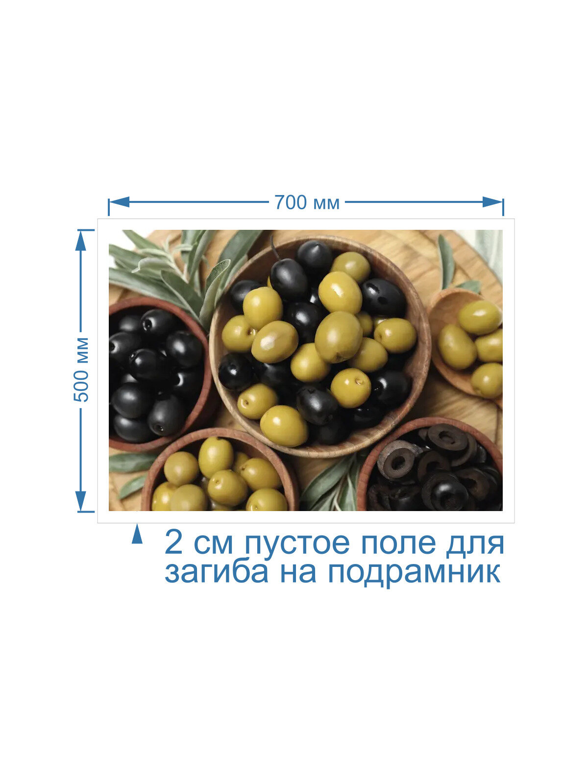 Постер на холсте Оливки и маслины в тарелках 70х50 см ПолиЦентр цифровая фотопечать