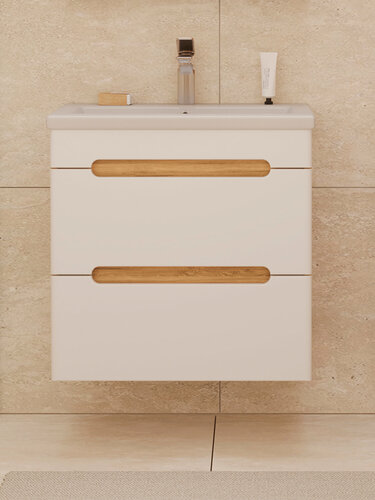 Изображение товара Тумба подвесная SanStar Diva 50 без раковины для ванной комнатыбелый, дуб вотан