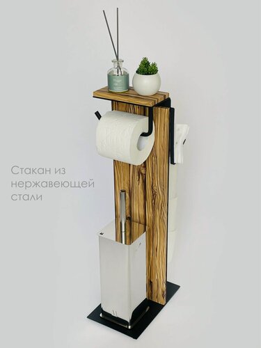 Изображение товара Держатель стойка для туалетной бумаги напольный Molinardi creativo "Дуб Кантри " на черном