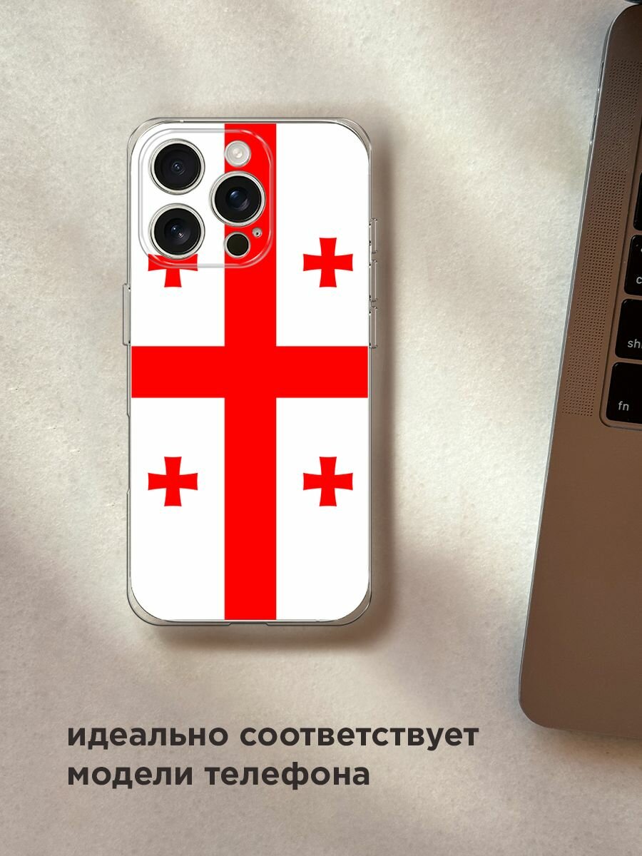 Чехол на Apple iPhone 16 Pro / Айфон 16 Про с принтом "Флаг Грузии" — фото 1