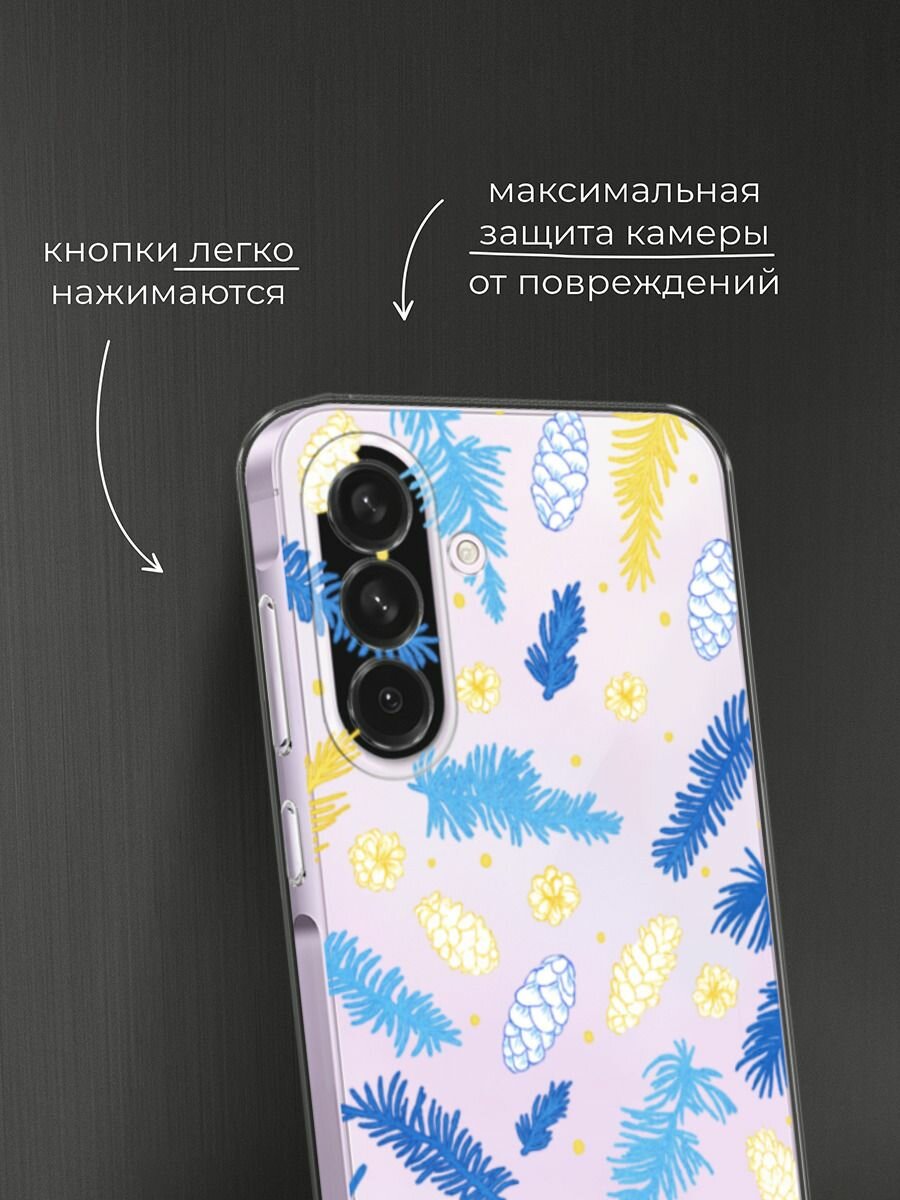 Чехол на Samsung Galaxy A56 5G / Самсунг Галакси А56 5G с принтом "Елки и шишки", прозрачный — фото 1