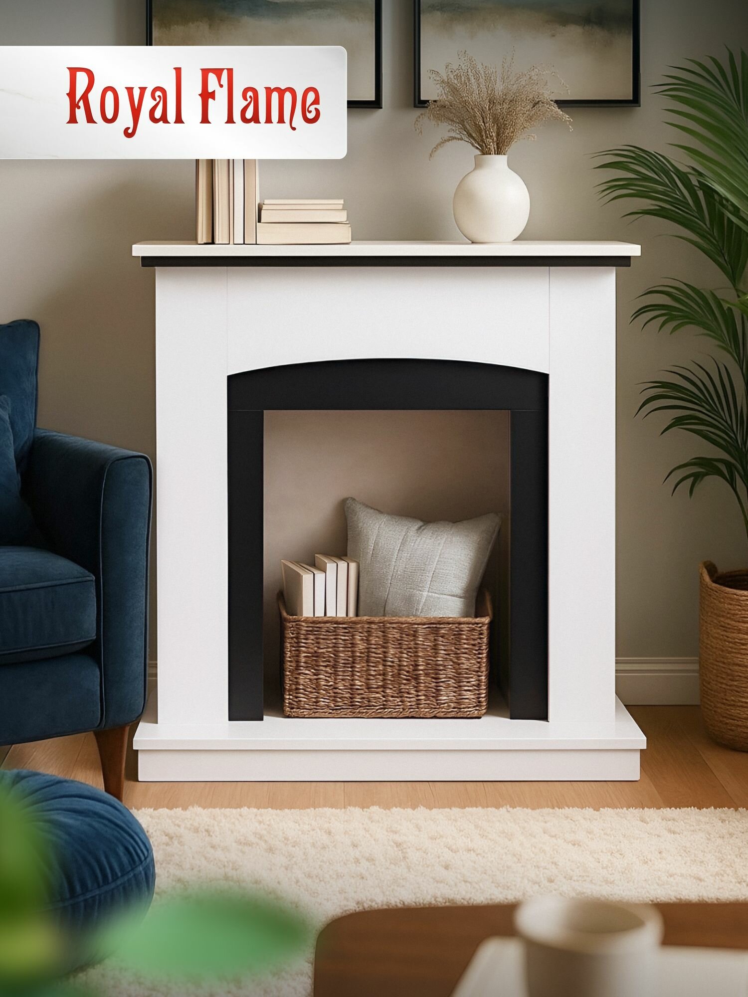 Портал для камина Barcelona белый напольный декоративный портал от бренда Royal Flame