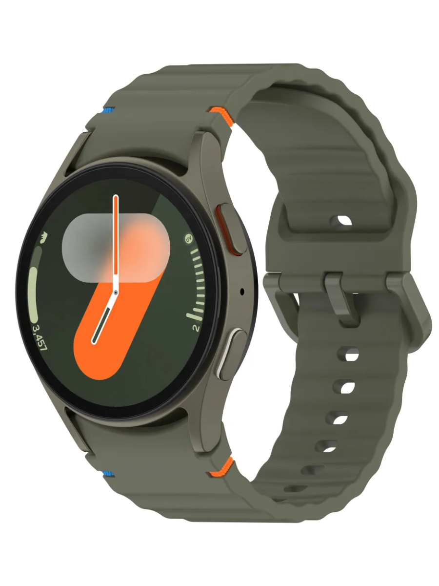 Ремешок для часов Samsung Galaxy Watch 4/5/5 pro/6/7 силиконовый, хаки