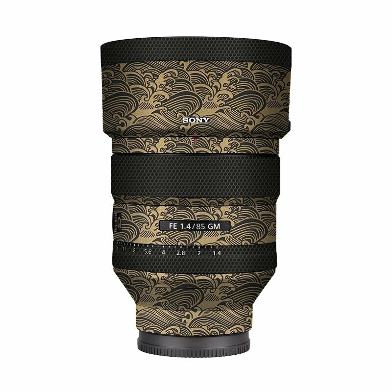Софт-ленс для Sony FE 85мм F1.4 GM с узором волны золотой, 3M клей