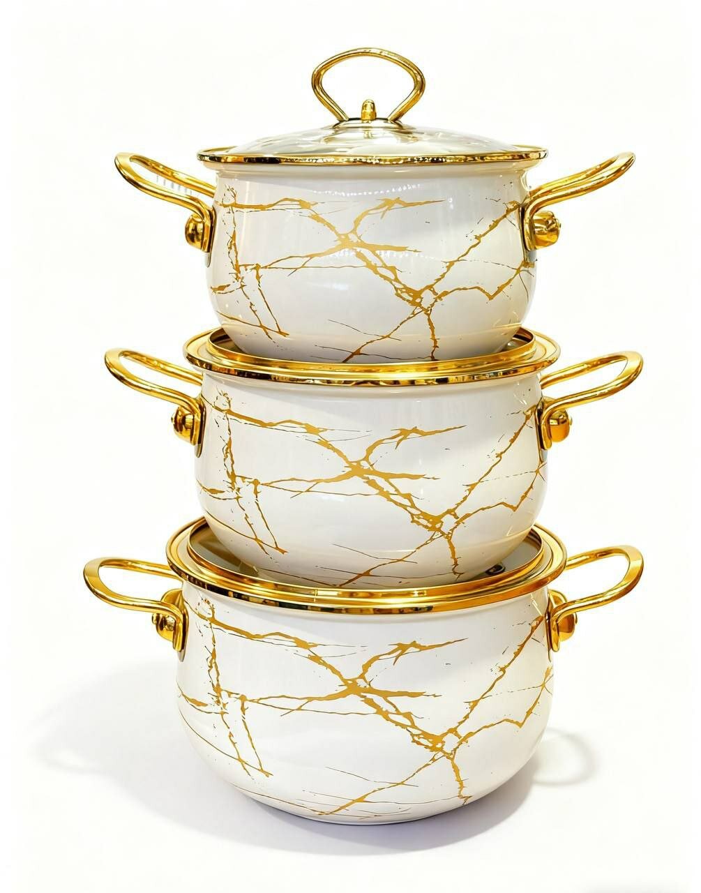 Набор кастрюль "Золотой", эмалированная сталь, в подарочной коробке, 2/3/4 л