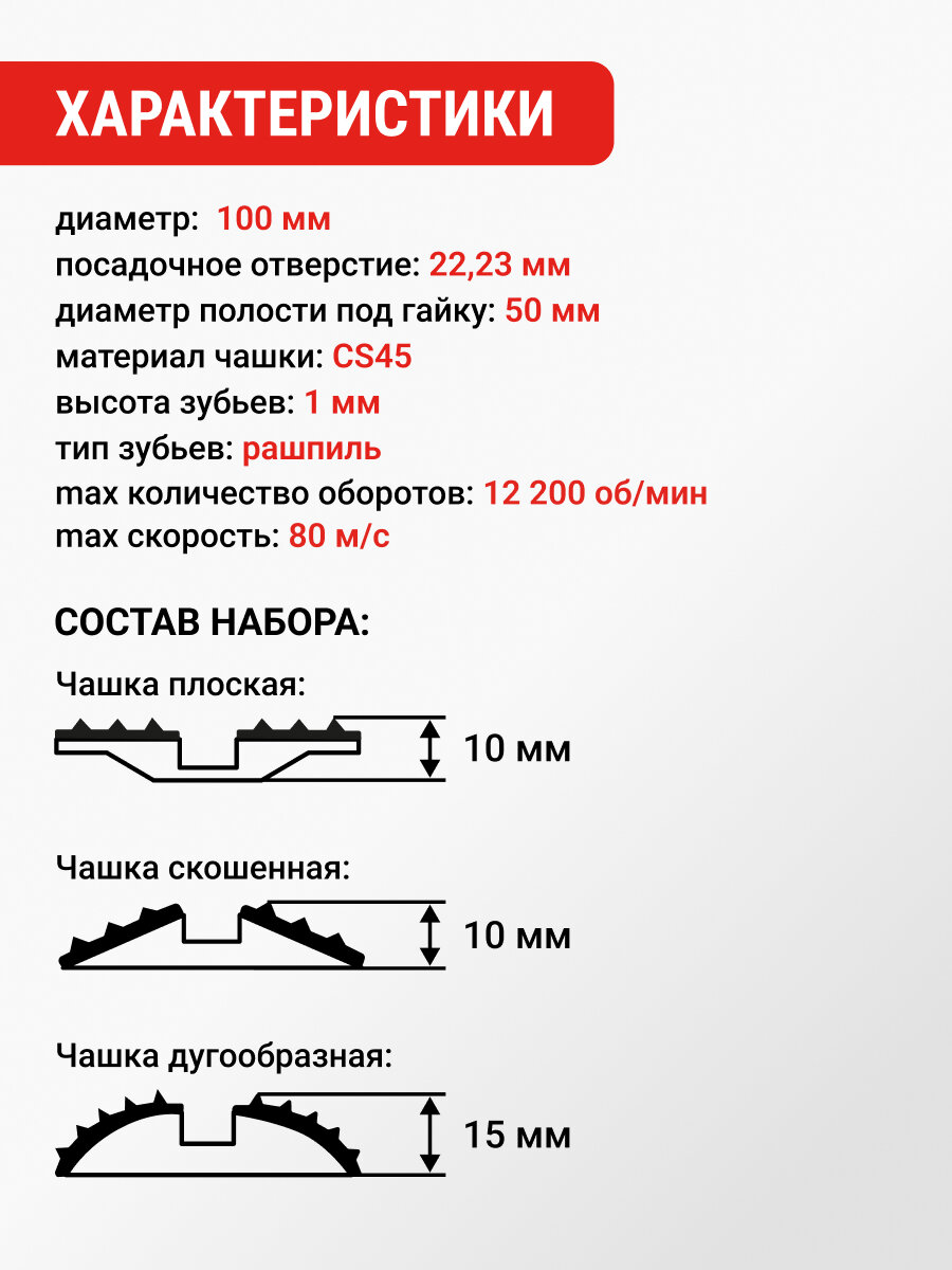 Набор чашек шлифовальных для УШМ 100 мм 3 шт VIRA — фото 1