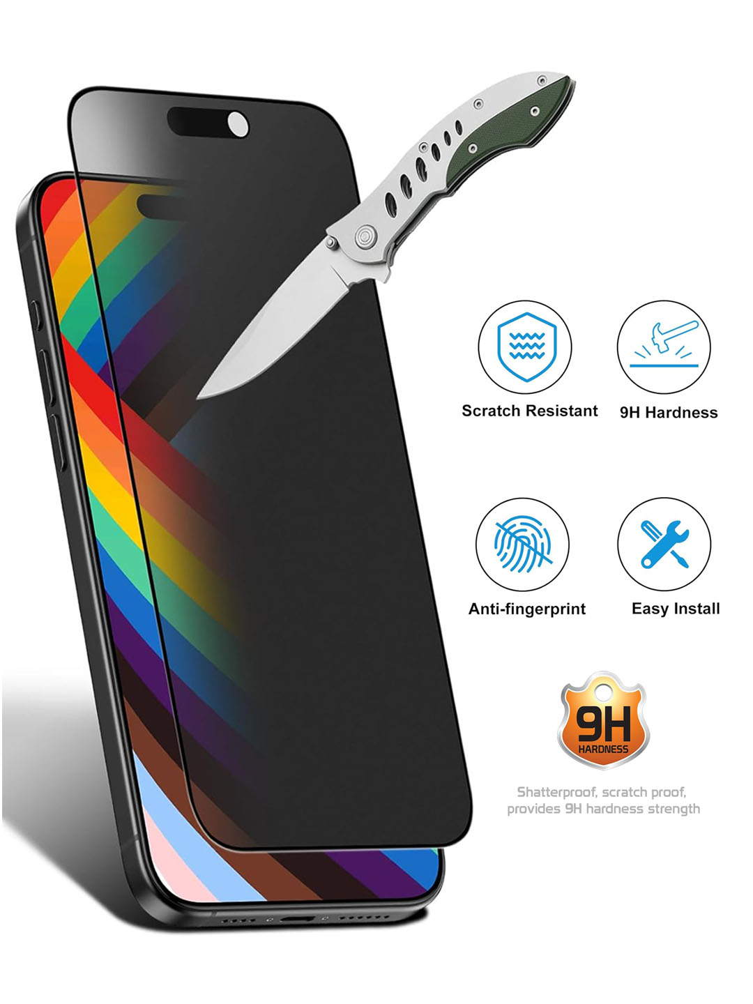 Защитное стекло Privacy 9H для iPhone 16 E, полное покрытие, iGLASS — фото 1