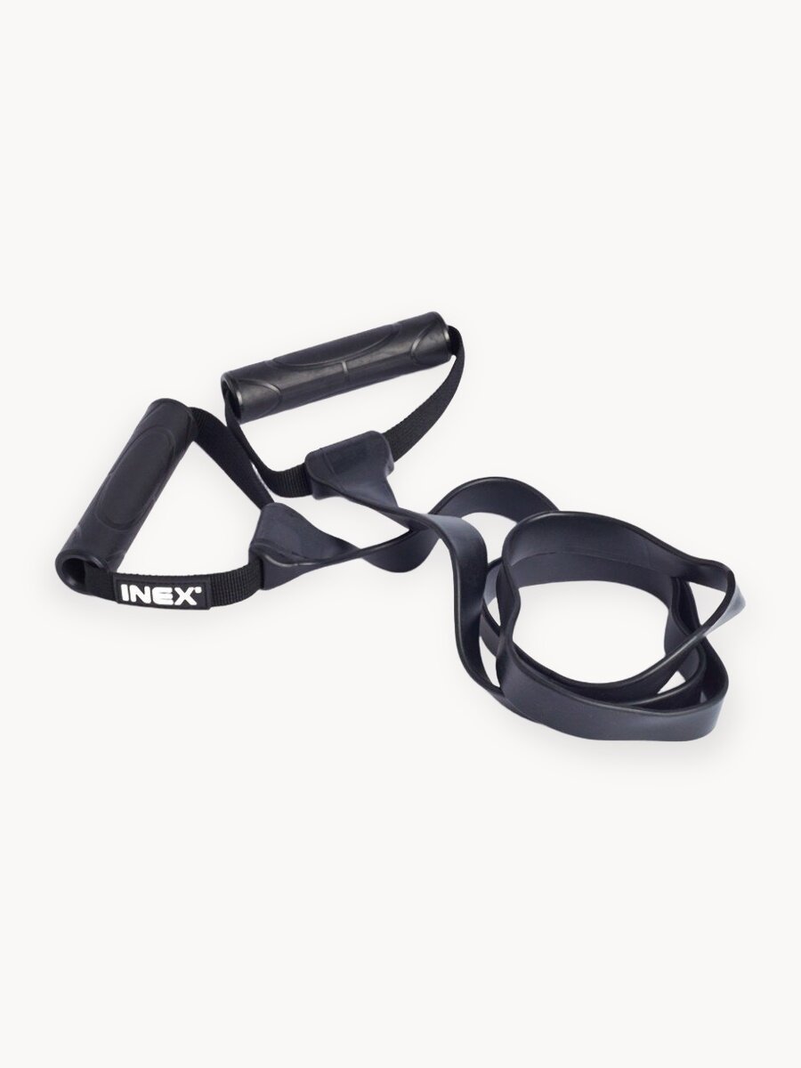 Эспандер ленточный INEX Resistance Band с ручками 135 см, нагрузка 7-13 кг, черный