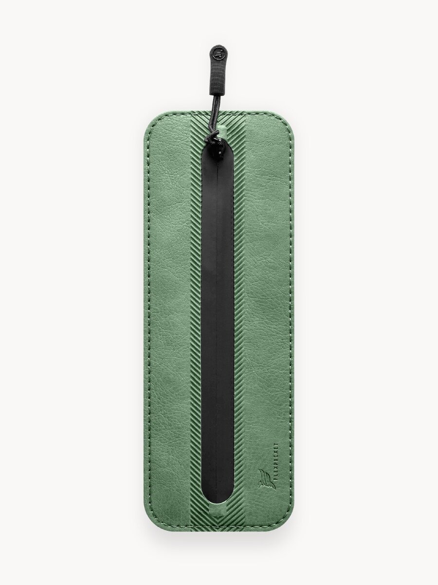 Пенал школьный Flexpocket, на молнии, с резинкой, прямоугольный, зеленый