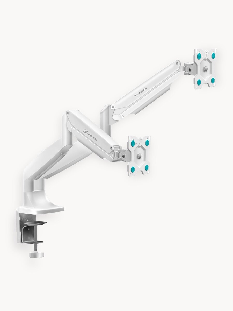 Крепление ONKRON G200 для двух мониторов 13"-32" настольное, 2 по 9 кг, газлифт, белый