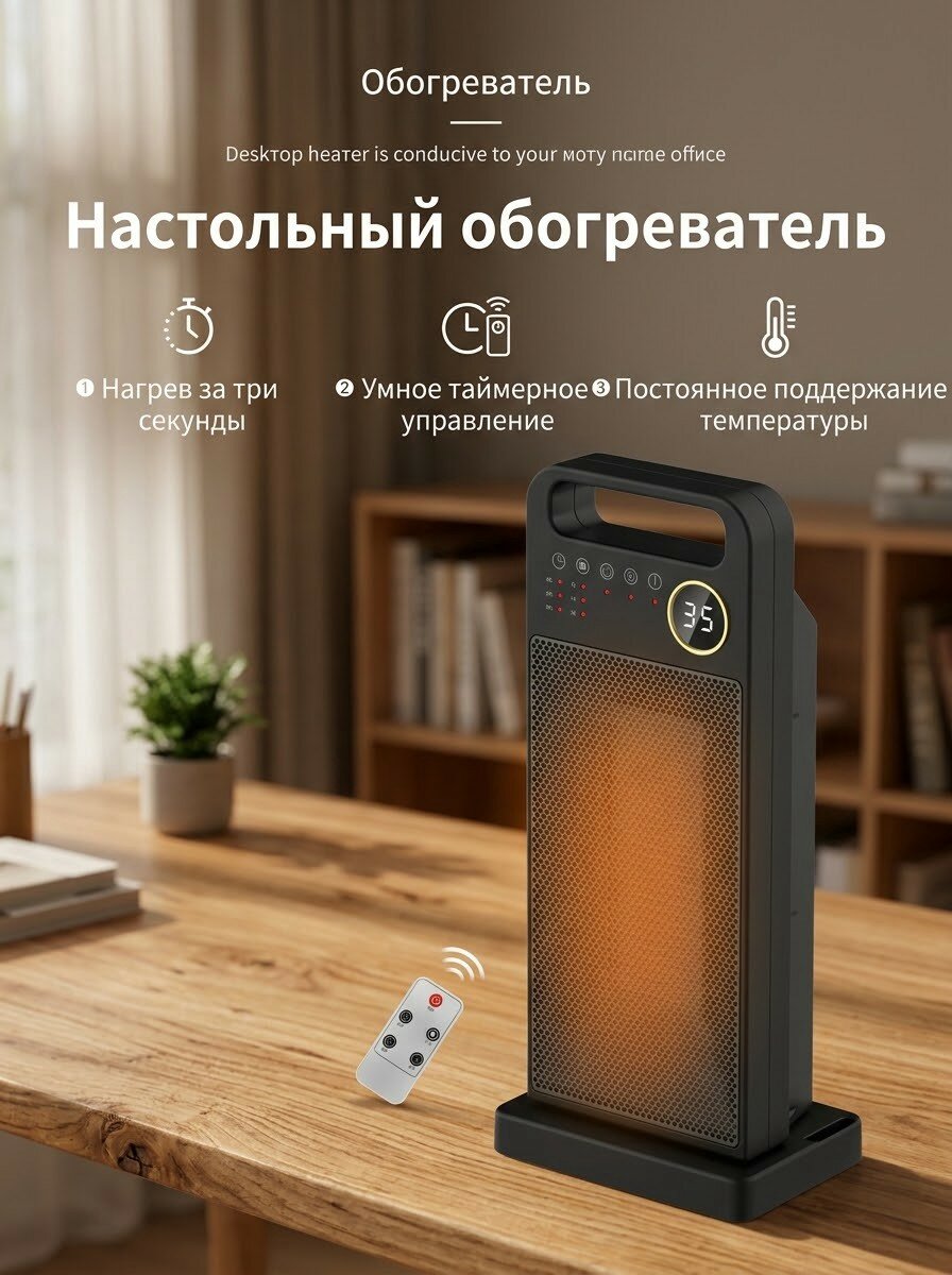 Радиоуправляемый обогреватель с тремя режимами нагрева и функцией подачи горячего воздуха