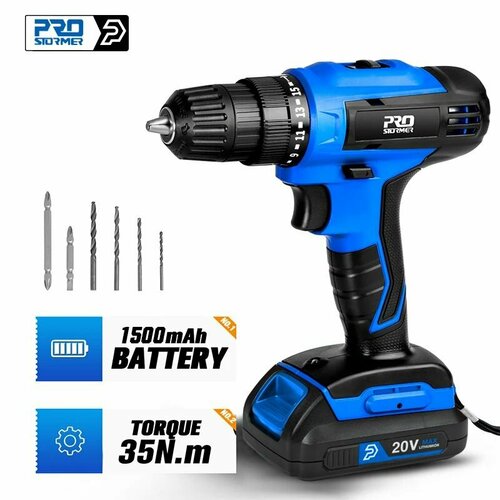 Дрель-шуруповерт аккумуляторная Prostormer PTET101415E 20V 35NM 1500MAH Литиевый аккумулятор 1 электрические инструменты 509900₽