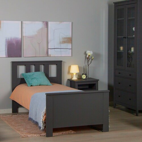 Кровать односпальная ГУД ЛАКК Сага, 90х200 см, серая