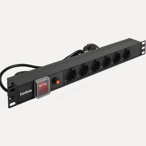 Изображение товара Блок розеток Exegate ServerPro PDU-19H606 Al-6S-EU2CU-SW-O (EX280831RUS)