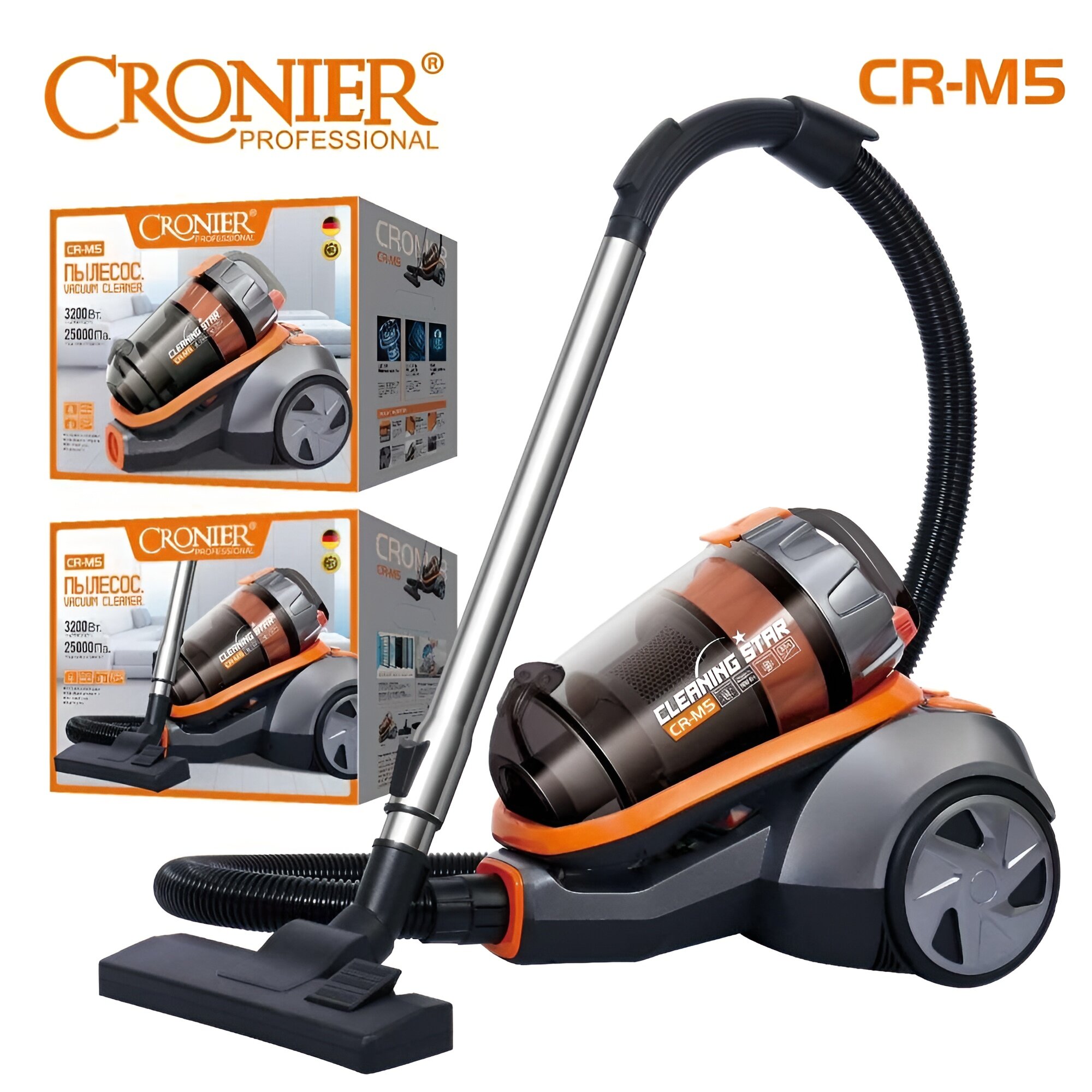Пылесос вертикальный "Cronier CR-M5" 3200 Вт / Пылесос для дома с контейнером мощный, 3л