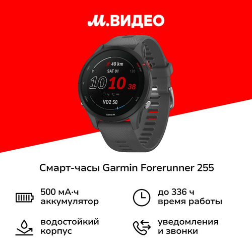 Смарт-часы Garmin Forerunner 255 456мм темно-серые 39999₽