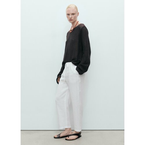 фото Брюки mango outlet linen, размер m, белый