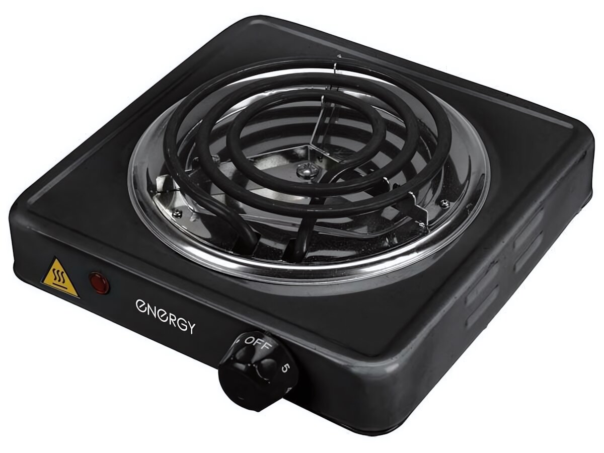 Электрическая плитка ENERGY EN-902B, 1000Вт, черная, спиральный тен, 14см