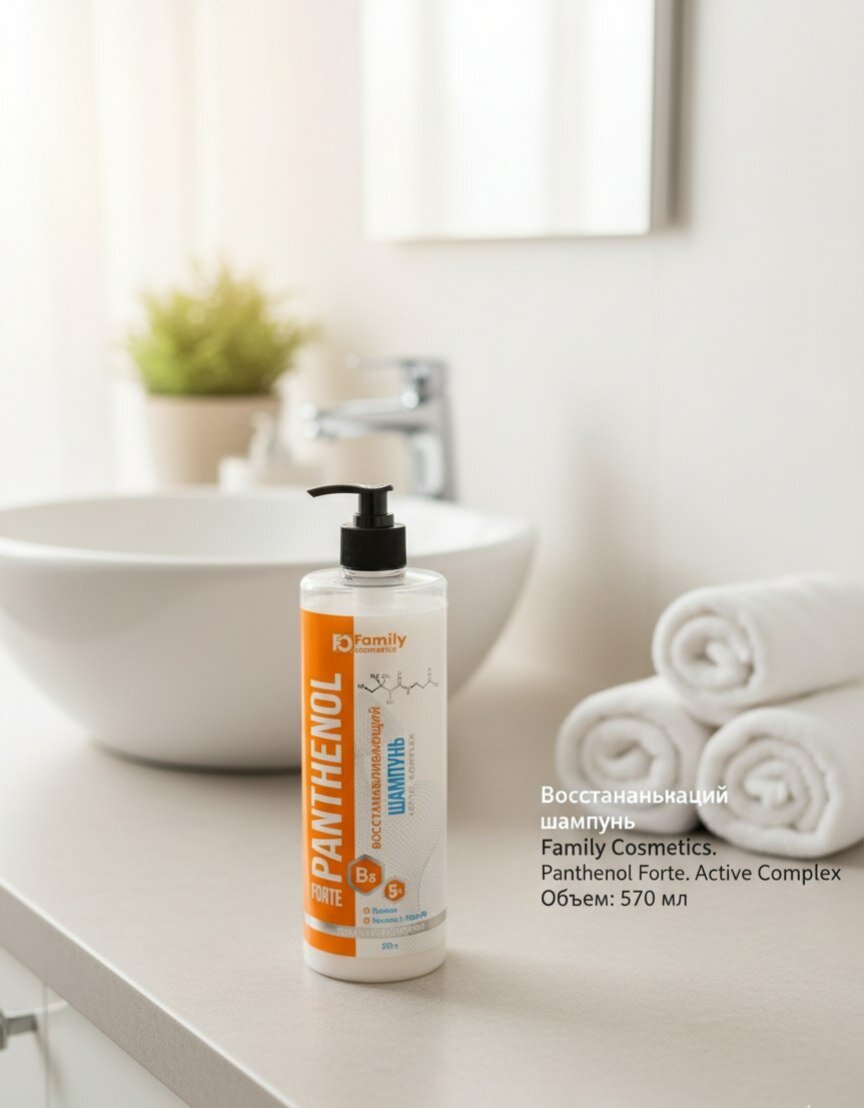 Шампунь Family Cosmetics Panthenol Forte, восстанавливающий, с пантенолом, 570мл