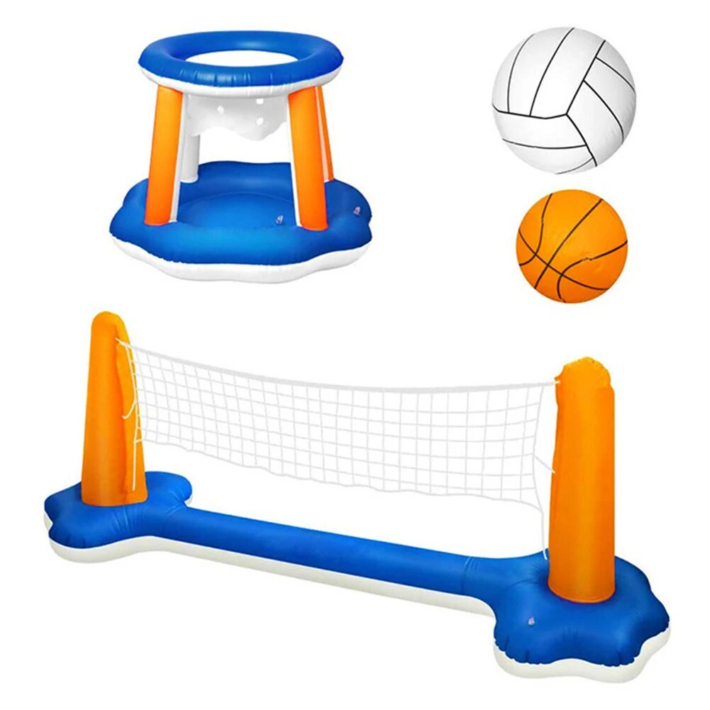 Волейбольный набор для бассейна с 2 мячами 2 в 1 баскетбольный волейбольный игровой набор для бассейна наборы для детей и взрослых летние водные развлечения