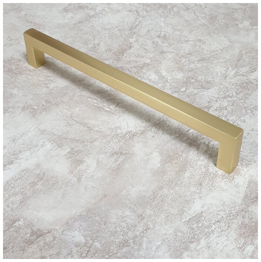 Ручка мебельная QUADRA , 96 мм, цвет - Матовое брашированное сатиновое золото, RS043MBSG - фотография № 9