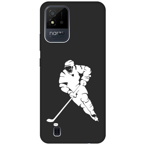 Матовый чехол Hockey W для Realme narzo 50i / Рилми Нарзо 50и с 3D эффектом черный матовый чехол hockey w для realme 7 рилми 7 с 3d эффектом черный