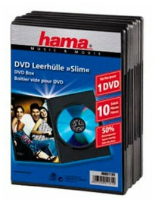 Коробка Hama на 1CD/DVD H-51181 черный (упак:10шт)