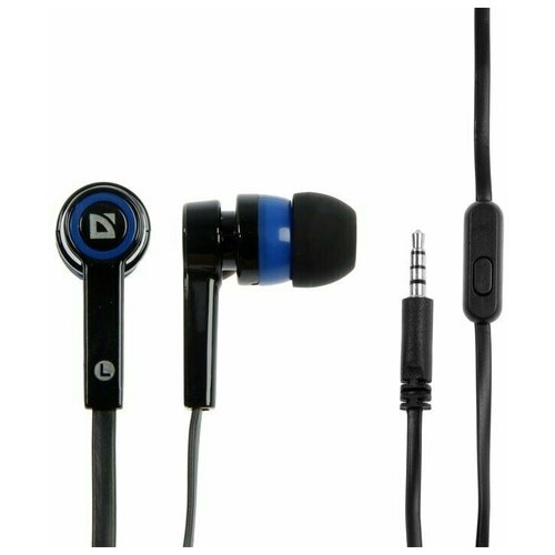 Наушники Defender Pulse 420 вакуумные микрофон 105 дБ 32 Ом 35 мм 12 м чёрно-синие 84800₽