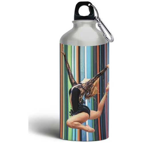 Бутылка спортивная, туристическая фляга, 500мл с карабином художественная гимнастика спорт - 176