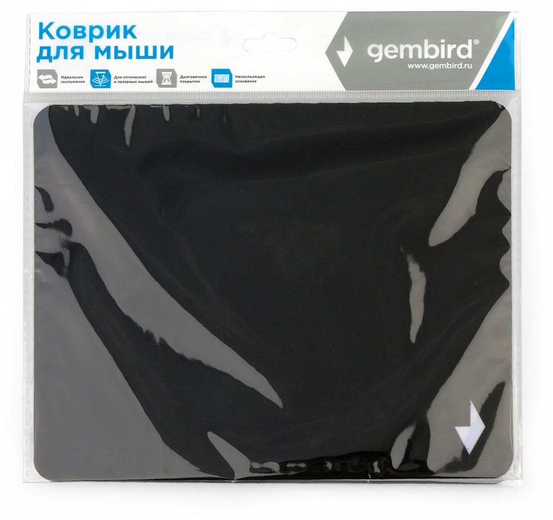 Коврик для мыши Gembird MP-BLACK, черный, размеры 220*180*1мм, полиэстер+резина - фото №4